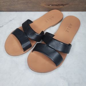 ABLE double strap black leather sandals womens size 7.5